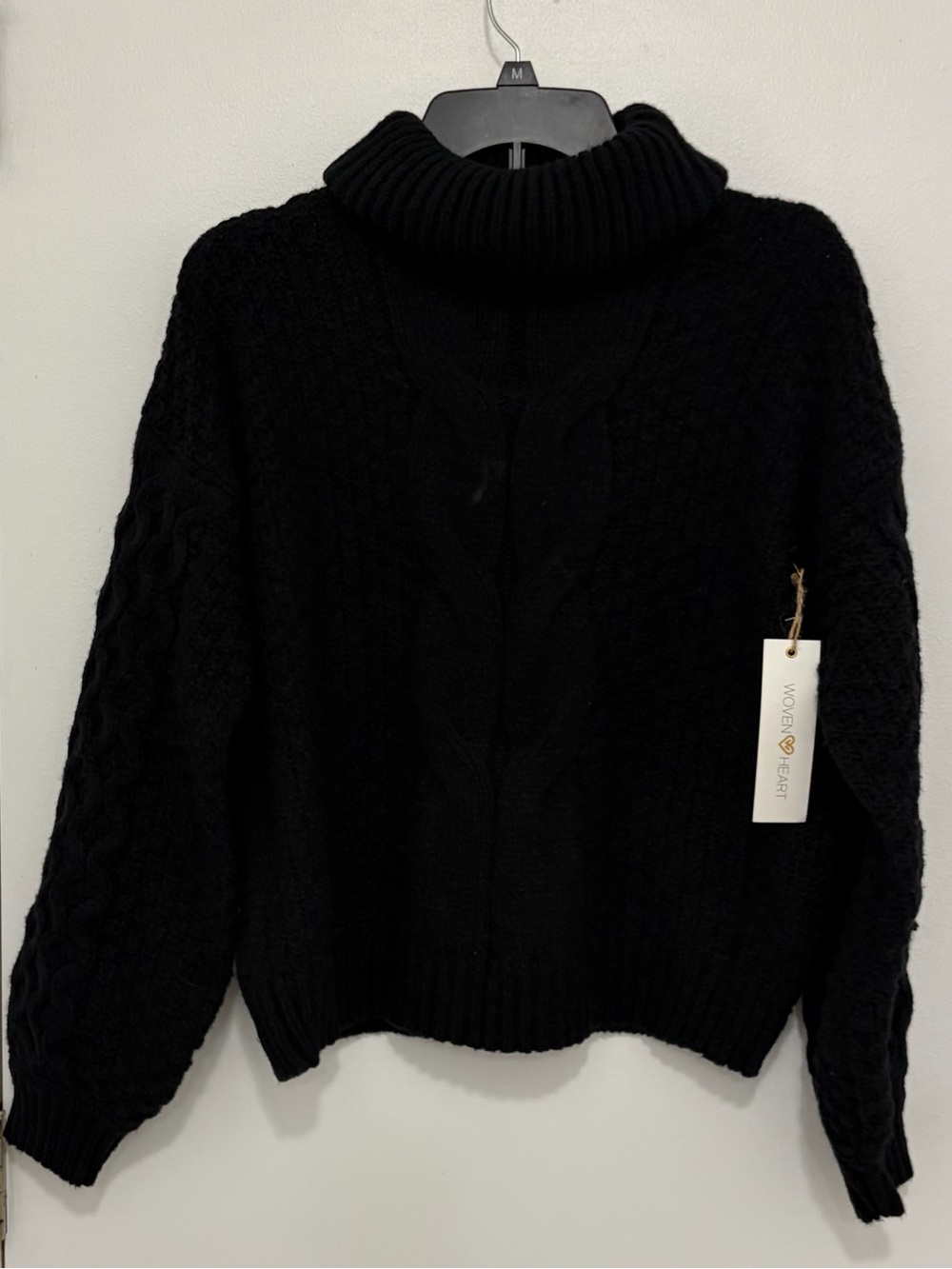 Woven Heart Black Cable Knit Turtleneck Sweater